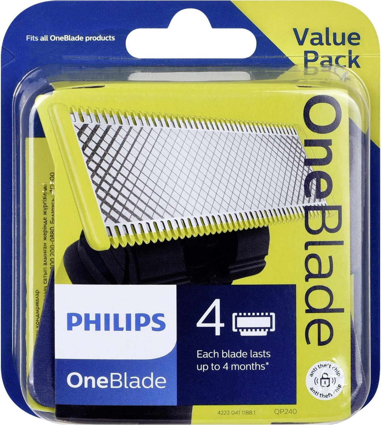 Philips - OneBlade QP240/50 replacement blades, 4 pcs